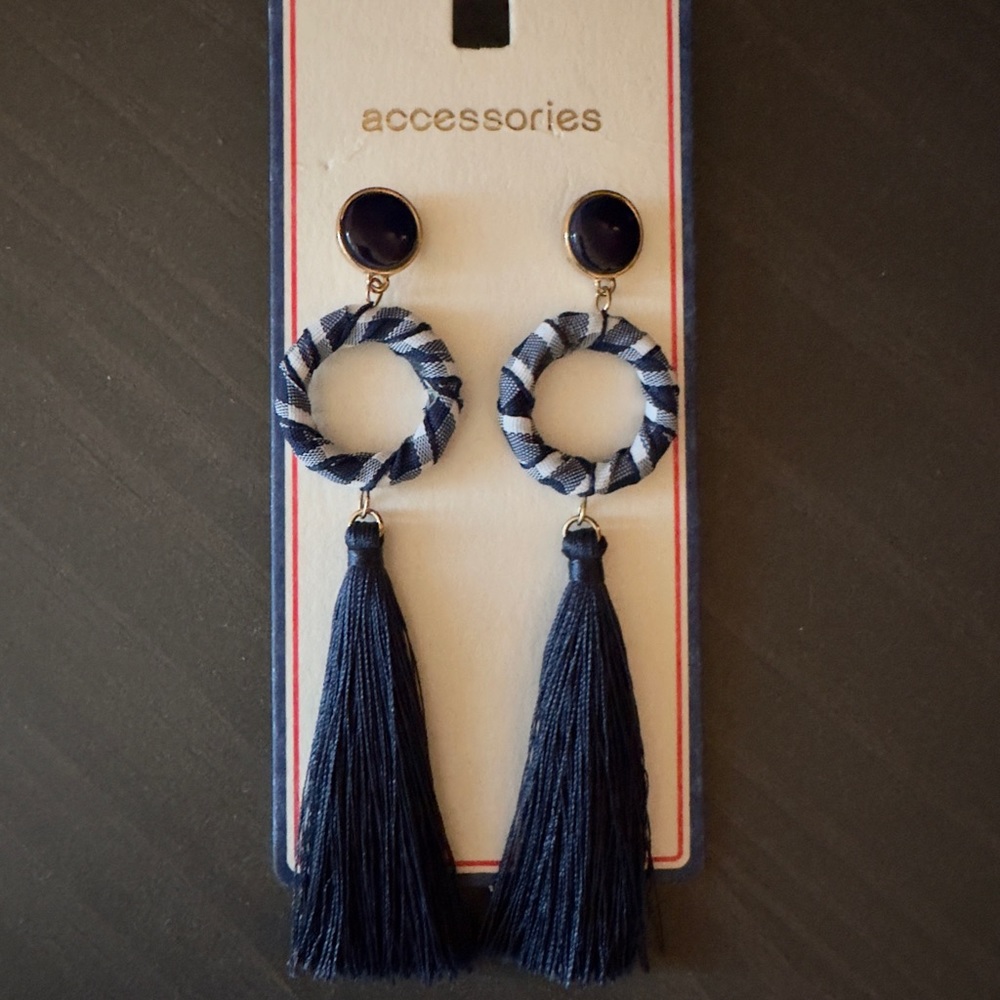 Navy Blue Tassel earrings New with Tag